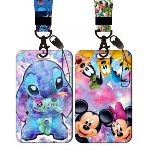 Porte-cartes Disney Stitch Mickey, lanières, porte-cartes Minnie, sangle de cou pour porte-clés,