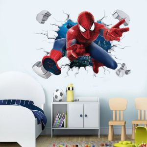 Spiderman Super Captain America Hulk héros Stickers muraux pour chambre d'enfants maison chambre PVC