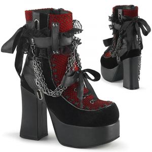 Style gothique chaîne à lacets nœud femmes bottes courtes rétro bout rond talon carré grosse