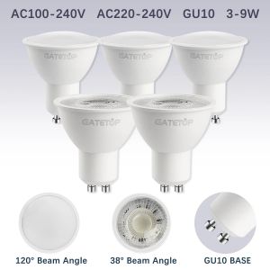 8 pièces ampoule LED lampes GU10 AC 220V 110V Spot lumineux puissance réelle 3W 5W 6W 7W 8W 9W blanc