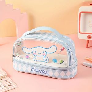 Sac à cosmétiques en matériau PU Hello Kitty et Kuromi, organisateur de fournitures scolaires de
