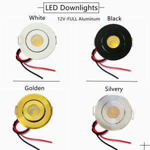 12V Mini COB LED Downlights plafonnier 3W entraînement réglable gratuit vers le bas lumières vitrine
