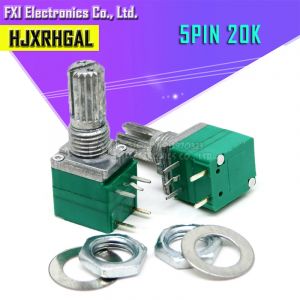 Potentiomètre B20K à connexion simple RV097NS 20K, avec interrupteur audio, 5 broches, 15mm,