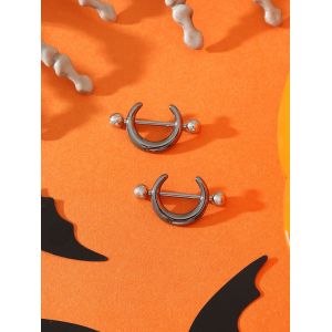 KUNIU2pcs Punk lune fonc&eacute;e Halloween anneau de poitrine dames Piercing sein ongles halt&egrave;re bijoux