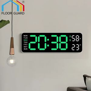 9 "intelligent muet LED horloge murale électronique horloge de bureau moderne alarme de nuit