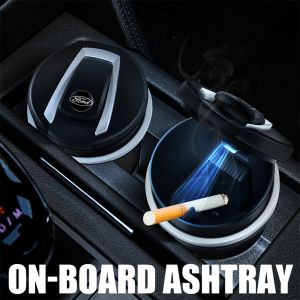 Cendres de Cigarette de voiture tient le support de verre avec cendrier de lumière LED pour Ford