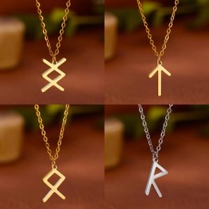 Vikings Rune pendentif collier en acier inoxydable pour femmes raffiné nordique runique pendentifs
