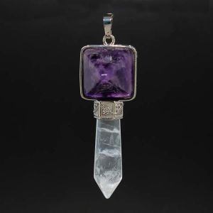 Pendentif en pierre à prisme hexagonal en cristal de roche, pour collier, bricolage, guérison