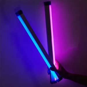 Tube lumineux color&eacute; RGB 17cm/32cm, USB, veilleuse violette et bleue, b&acirc;ton de lumi&egrave;re pour salle,