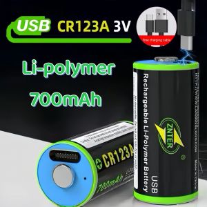 Batterie Lithium polym&egrave;re rechargeable CR123A 3V USB, pour cam&eacute;ra, moniteur, traceur Gps, cam&eacute;ra