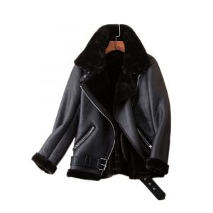 Ailegogo manteaux d'hiver femmes épaisseur Faux cuir fourrure de mouton femme fourrure veste en cuir