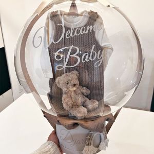 Autocollant de ballon de douche de b&eacute;b&eacute; personnalis&eacute; 36 pouces clair Bobo bulle ballon d&eacute;cor nom
