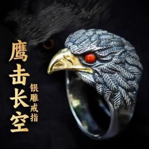 Bague dominatrice yeux rouges aigle Animal oiseau ouvert réglable Punk Hip Hop bijoux à la mode pour