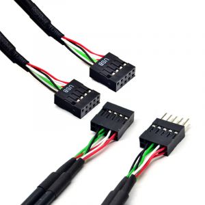 30/60CM 9Pin USB2.0 c&acirc;ble d'extension USB 2.0 9 broches femelle &agrave; femelle m&acirc;le &agrave; femelle
