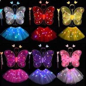 LED enfants Costume accessoires filles jupes ange ailes lumineuses clignotant papillon jupe lumières