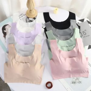 Soutien-gorge de sommeil en soie glacée pour femmes, Lingerie Sexy, gilet sans couture,