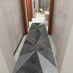 Tapis de couloir Long de Style g&eacute;om&eacute;trique, antid&eacute;rapant, facile &agrave; nettoyer, lavable, paillasson