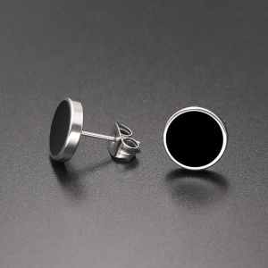 Mode 1 paire forme ronde Vintage boucles d'oreilles pour homme &agrave; la mode f&ecirc;te noir boucles