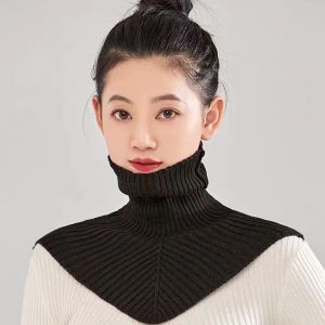 Femmes hiver tricoté coton faux col écharpe femmes chaud col roulé cou plus chaud détachable hiver