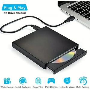 Lecteur externe CD DVD, USB 2.0 Slim Protectable Lecteur CD-RW externe Lecteur de graveur de DVD-ROM