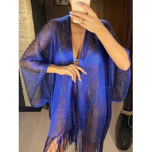 Solide Bikini couvrir gland robe de Plage tuniques maillot de bain maillot de bain femmes brillant