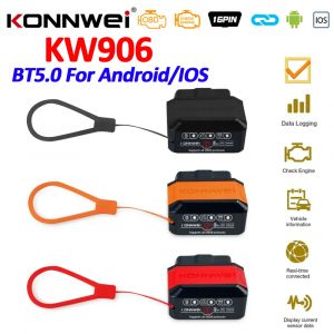 KONNWEI KW906 ELM327 V1.5 Pic18F25K80 Scanners OBD2 Bluetooth 5.0 pour Android/IOS ELM 327 OBD 2
