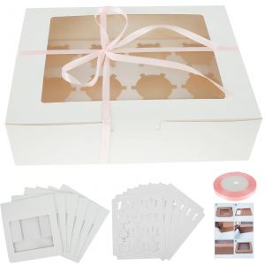 Boîte à cupcakes blanche robuste, 6 pièces, conteneur à cupcakes avec 12 trous, support de transport
