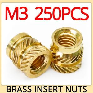 Écrou en laiton M3, filetage moleté thermofusible, incrustation de chaleur, écrous en cuivre
