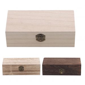 Boîte de rangement rectangulaire en bois, boîte rétro en bois à clapet, boîte-cadeau en bois, boîte