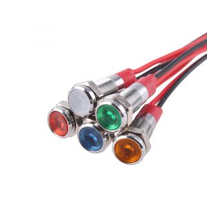 Voyant LED en métal étanche, lampe de signalisation, fils allergiques, laiton, nickelé, vert, rouge,