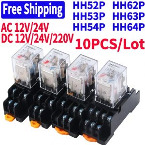 Relais de contrôle miniatures, 10 pièces, petit relais intermédiaire AC 12V DC 24V AC220 HH52P HH53P