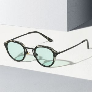 Lunettes de soleil rondes classiques pour femmes et hommes, Design de jambe en m&eacute;tal personnalis&eacute;,