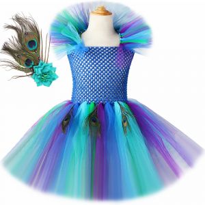 Robe Tutu Paon avec Plumes pour Bol, Bande de Sauna, Barrage, Costume de Princesse, ixd'Halloween et