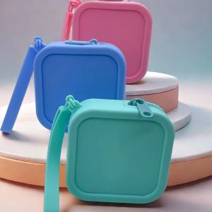 Mini porte-monnaie en silicone vintage, sac &agrave; documents simple et solide, porte-cartes, poudres de