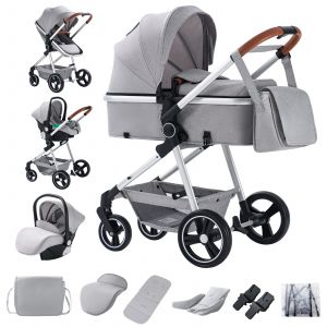 Poussette pour nouveau-né 3 en 1, landau pliable, cadre en aluminium, luxueux, Portable, voyage,