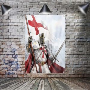 Chevalier templier drapeau bannière Polyester 144*96 cm accrocher au mur 4 œillets drapeau