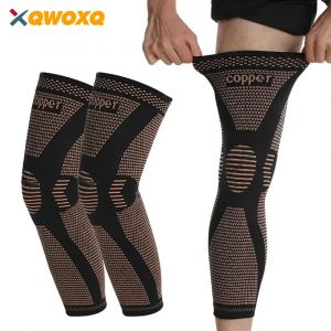 Manchon de Compression de jambe compl&egrave;te, manchons de genou en cuivre, Support pour cuisse, genou,