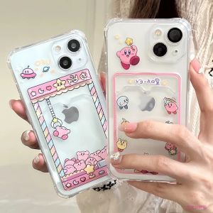Coque de t&eacute;l&eacute;phone avec porte-cartes k-kirbies, &eacute;tui transparent Anti-chute pour Samsung S24 S23 S22