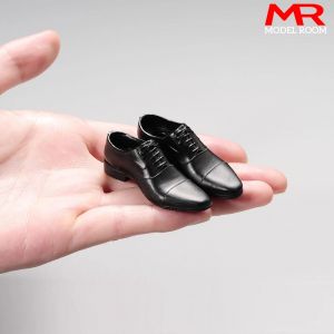 Chaussures en cuir noir vin rouge pour hommes, échelle 1/6, chaussures solides pour hommes, modèle