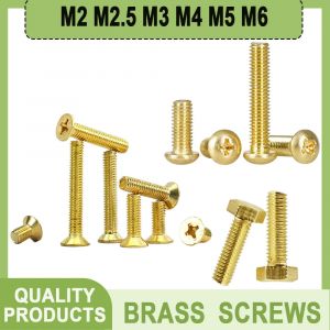 Vis en laiton M2 M2.5 M3 M4 M5 M6 M8, croix frais&eacute;e encastr&eacute;e/t&ecirc;te ronde Phillips encastr&eacute;/boulon