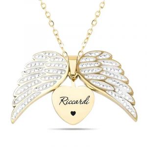 Breloque personnalisée ailes d'ange pendentif nom puzzle coeur collier pour femmes bijoux pour