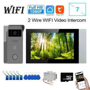 Visiophone intelligent à 2 fils, wi-fi, Tuya, 1080P, interphone vidéo, écran tactile couleur 7