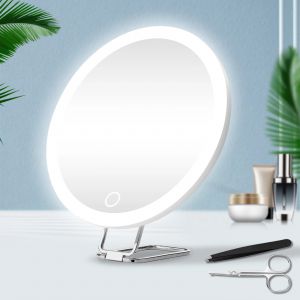 Miroir grossissant de 6 pouces avec lumi&egrave;re, miroir grossissant de voyage portable 5-30X avec 360 &deg;