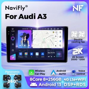 Autoradio Android CarPlay pour Audi A3 8P S3 RS3 Sportback 7862-2003, 9 pouces, 2 Din, lecteur de