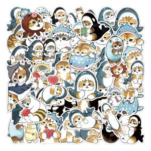 Autocollants requin mignon à capuche, chat amusant, décoration valise, Scrapbooking, ordinateur