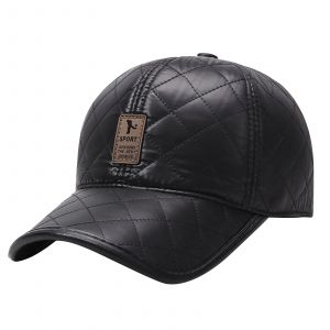 Casquettes de baseball r&eacute;glables en cuir PU pour hommes, optique d'hiver, cache-oreilles chauds,