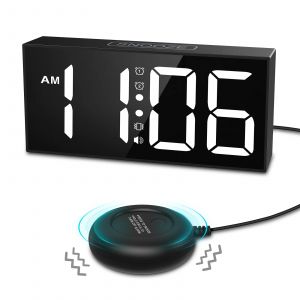 ORIA réveil vibrant 7.5 ''grand écran LED horloge réveil fort avec secoueur de lit pour dormeurs