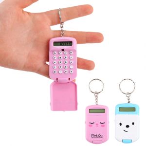 Mini calculatrice dessin animé mignon avec porte-clés affichage à 8 chiffres calculatrice de poche