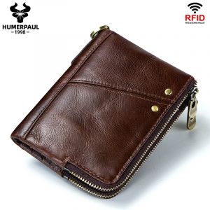 RFID porte-carte portefeuille pour hommes en cuir véritable petit sac d'argent de luxe Double