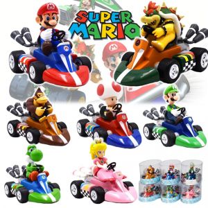 Super Mario Bros Karting Luigi Bowser princesse pêche Yoshi crapaud figurine jouets retirer voiture